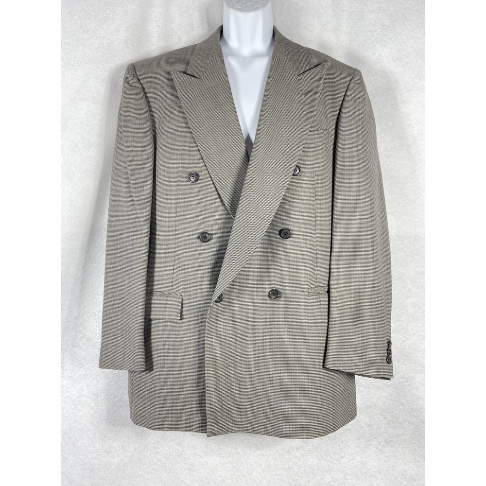 Vintage Nino Cerruti Jacket Mens 44R Gray Blazer Double Breasted Wool USA Made